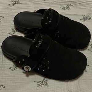 Coach Black Suede Clogs